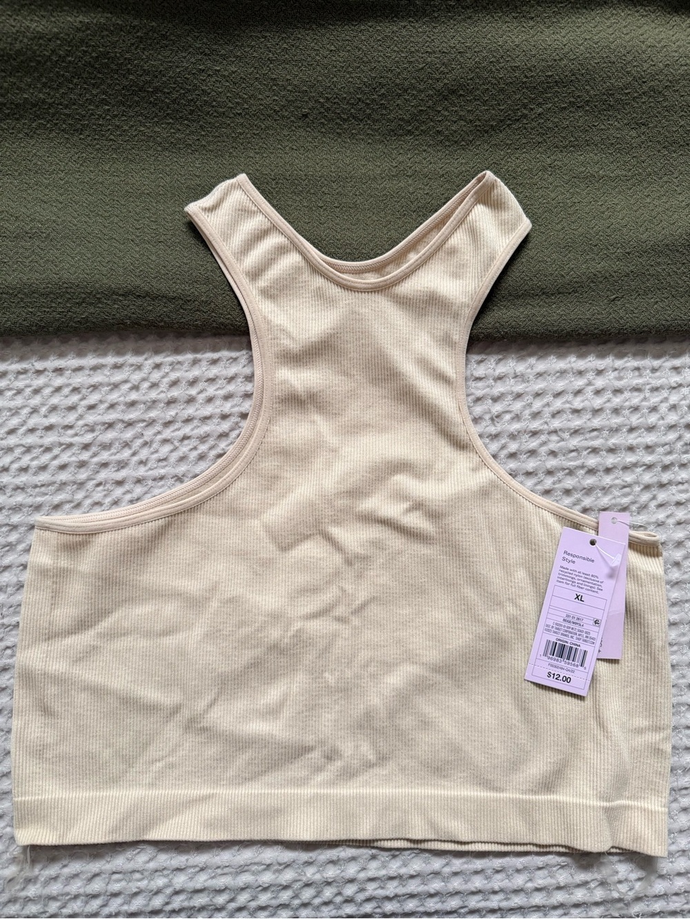 Target Beige Ribbed high neck Crop Top - XL